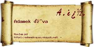 Adamek Éva névjegykártya